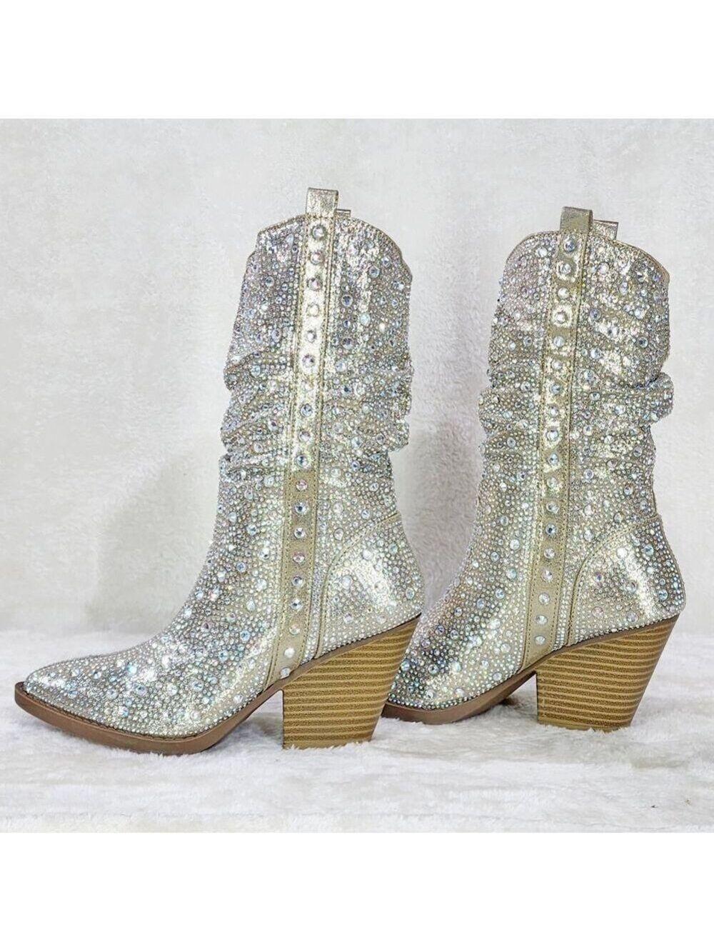 Angel Riders Rhinestones Country Glam Western Cowgirl Slouch Calf Boots